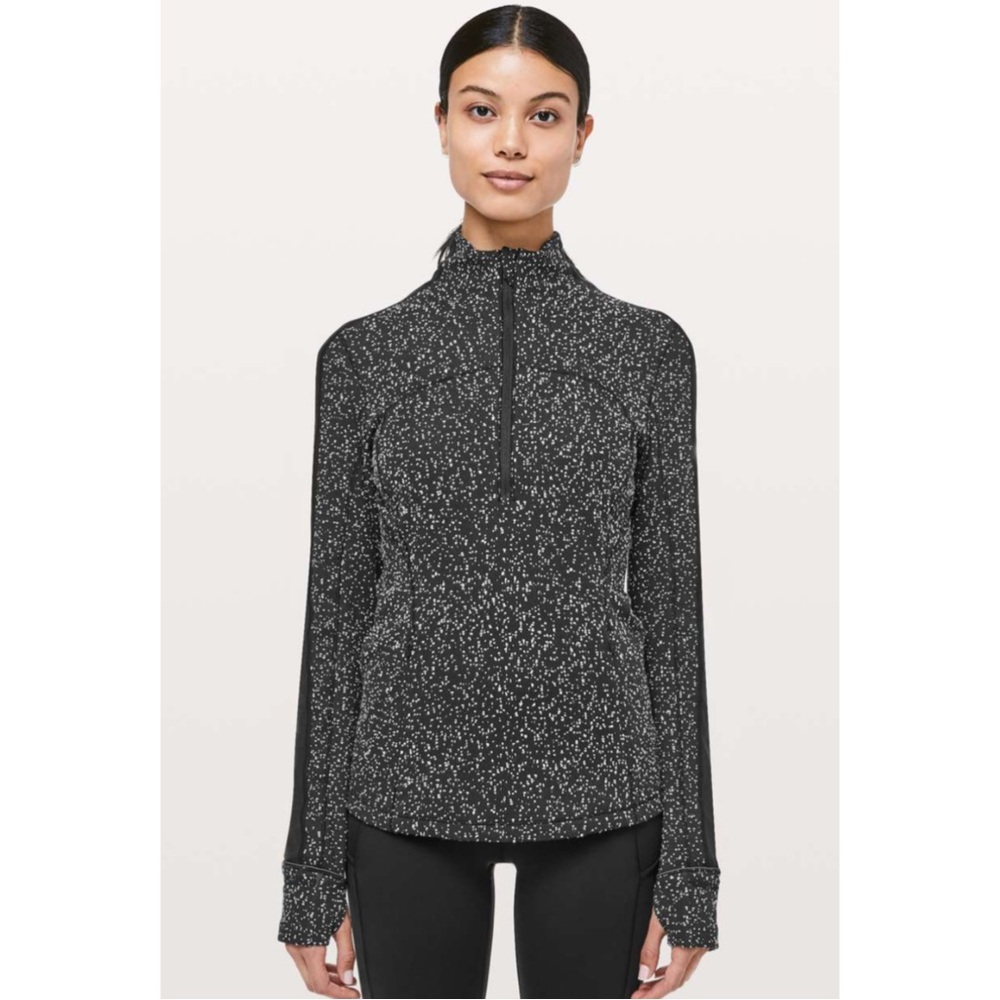 LULULEMON | Run Briskly 1/2 Zip Pullover in Magnetized Jacquard Black/White, 6